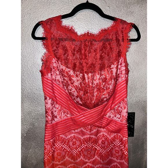 Tadashi Shoji Prom New Years Pepperment Chantilly Lace Boatneck Sleeveless Dress - Picture 4 of 10